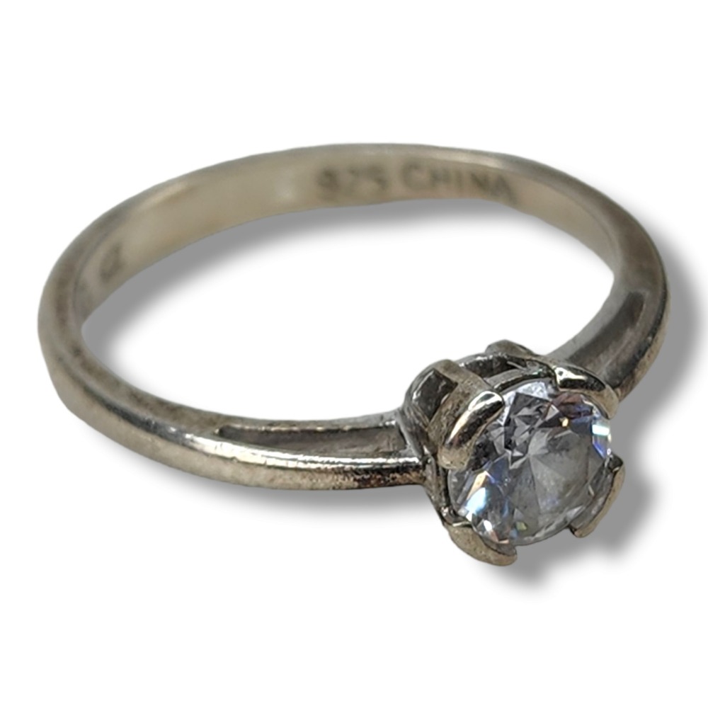 Vintage Sterling Silver 925 Ross Simons Cubic Zirconia Engagement Ring Size 6